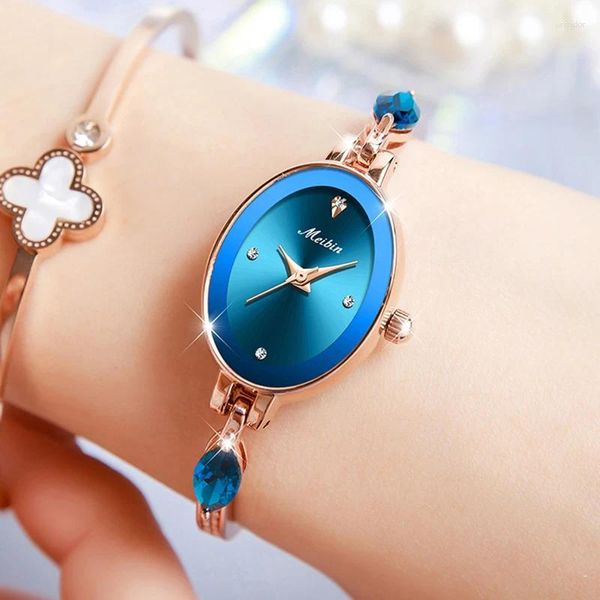 Orologi da polso da donna orologi in quarzo per donne blu blu elegante abito elegante braccialetto clock dropship