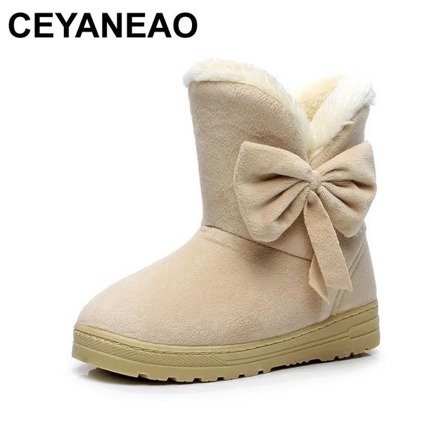 Stivali Ceyaneao 2019 Nuovi stivali da donna invernali semplici scarpe da donna morbida senza un fiocco inverno con suole pianeggia