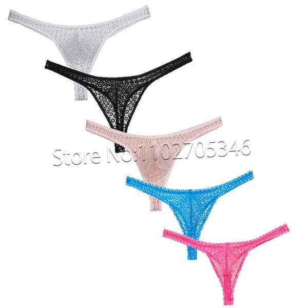 Men's G-S-String See-through Lace Tanga Roupa Skimpy T-Back Sexy Bikinis Thong