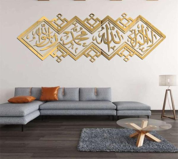 Specchio islamico 3D adesivi 3D adesivi da parete acrilico musulmano murale soggiorno muro arte decorazione islamica decorazione per la casa 2109299906567