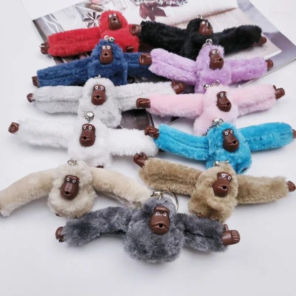 Portachiavi 20pcs/lotto peluche scimmia portachiavi ghiottini a ciondolo a braccio lungo sacca animale per pendenti per la decorazione del tastiera regali di compleanno