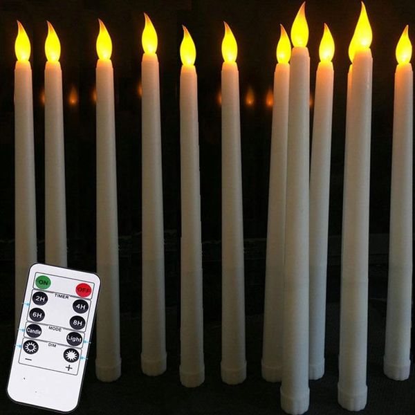 Pacote de 12 velas remotas de LEDs de tremeluzes amarelos LEDs de plástico leves sem chama LEDs de candle bougie para jantar decorati2695