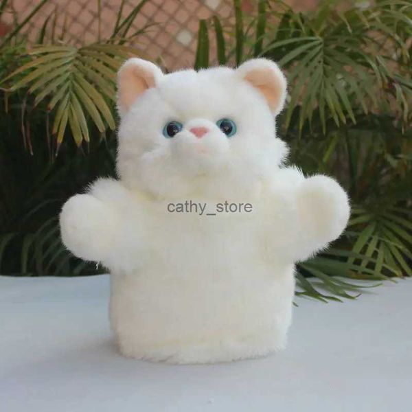 Puppets fofos brancos de gato branco brinquedo de marionetes de luxo de luvas de luva de animais gatos de gato de gato de gato de ventríloquo narrativa infantil presentel231222