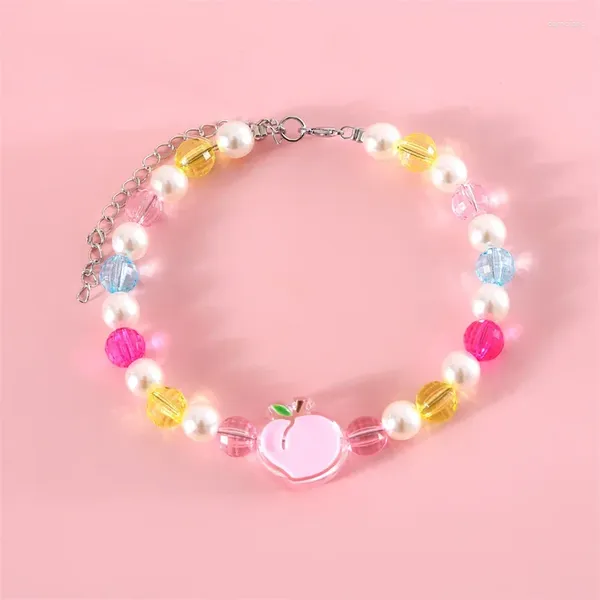 Collari per cani regolabili perle colorate Collana da fiore Candy Candy Color Collar Accessori per gatti