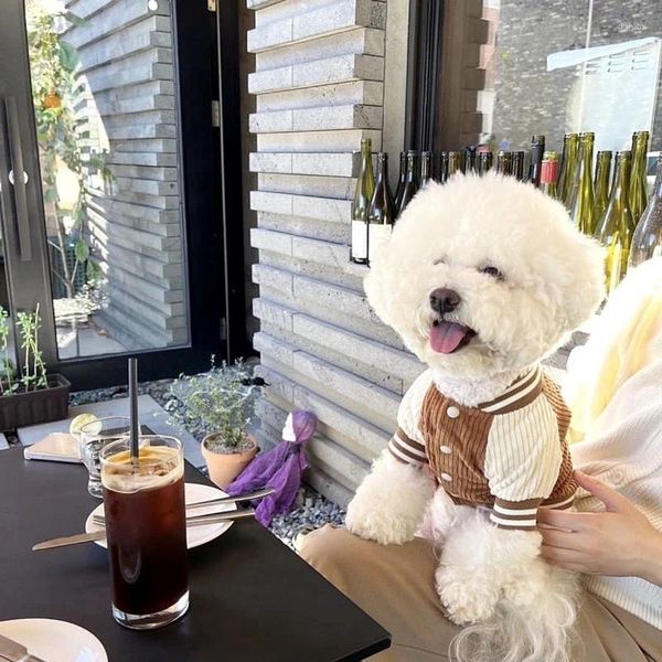 Vestuário para cães uniforme de beisebol de inverno botão de moletom esportivo para roupas pomeranianas maltesas de outono