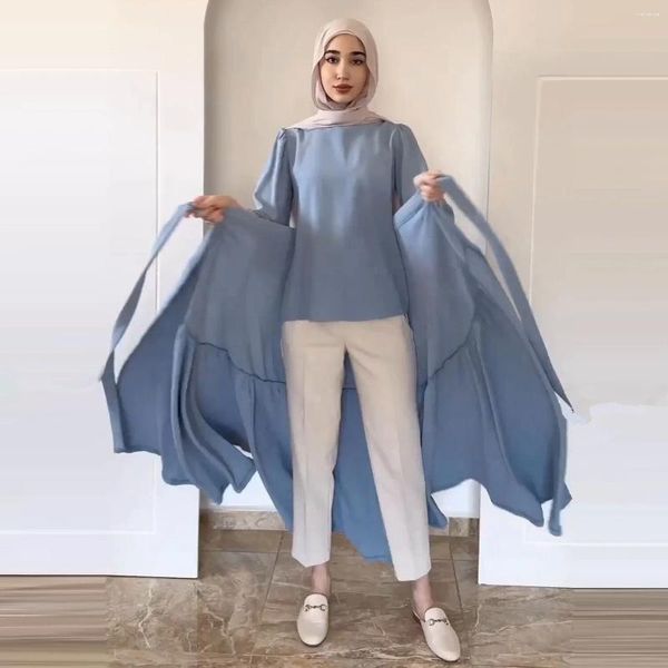 Arbeitskleider im Nahen Osten arabischer muslimischer Frauen zweiteilige Frühling Herbst Mode Langarm T-Shirt Schnürrocksets