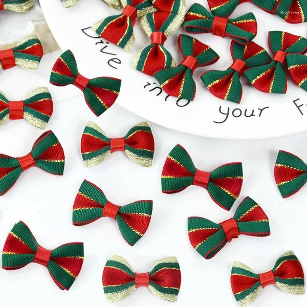 Decorazione per feste 30pcs Bow Christmas Rosso/Verde Restrino di raso Christma Cucitura Craft Bowknot Accessori per capelli fai -da -te Accessori