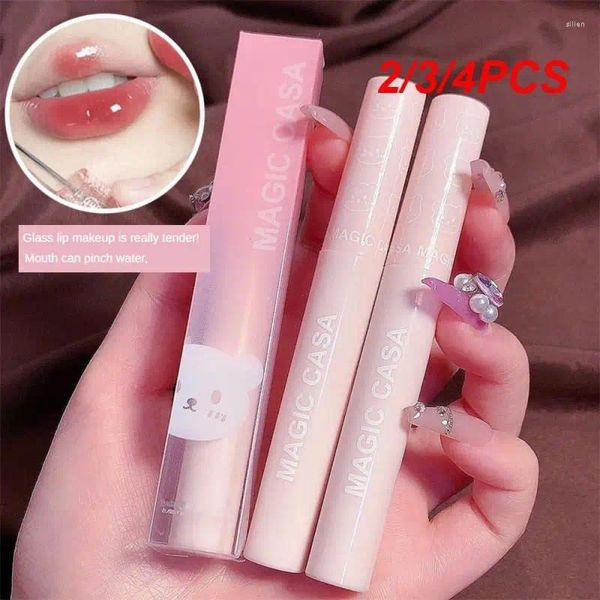 Lipgloss 2/3/4pcs Glasur Wasser Licht Lipgloss Mirror Kosmetische flüssige Lippenstift wasserdichte Feuchtigkeit