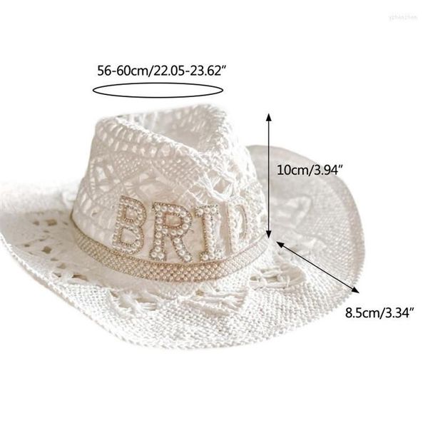 Berretti Hollow Out Bride Letter Cappello da cowgirl novità Cowboy Summer Beach Western Fancy Accessory Drop270i