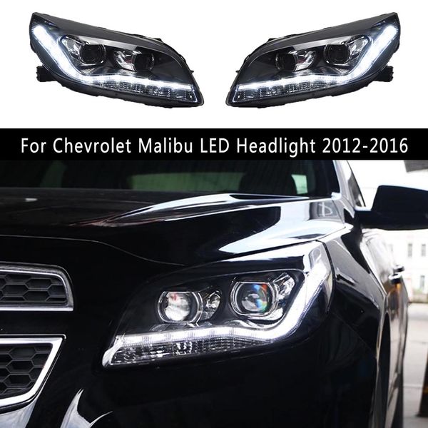 Per faro a LED a LED Chevrolet Malibu 12-16 diurni in esecuzione della luce Dynamic Streamer Lampada Front Lampada Fronta A Angel Eye Projector Lens