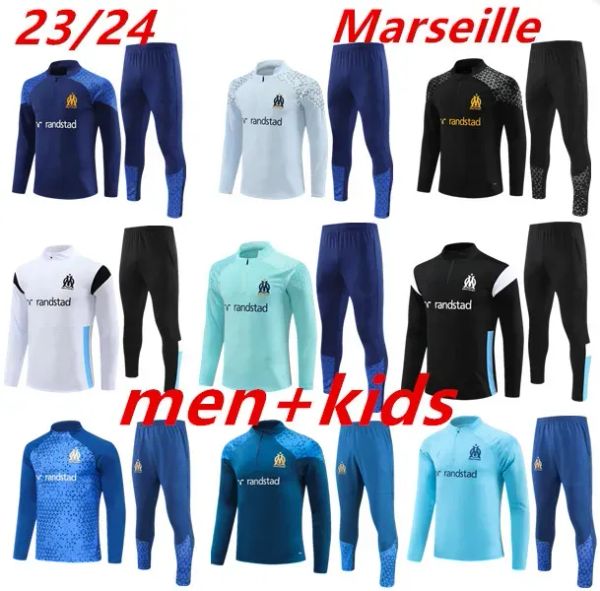 Kinder Männer Fußball Trailsuits Milik Payet Marseille Survetement Jacke 23 24 Fottball Training Anzug Veste Maillot de Olympique Om Tracksuit Fußball Jogging