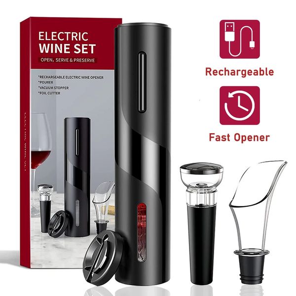 Kit di apri del vino elettrico ricaricabile con bottiglia rossa di cavatappi automatici per taglierina per foglio per il regalo per amanti del bar 231221