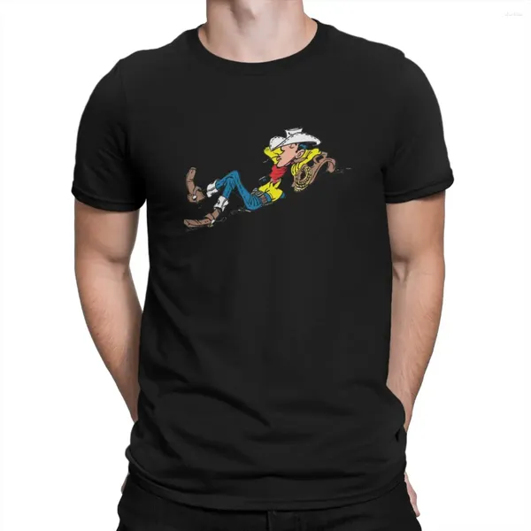 Мужские рубашки L Lucky Luke Cartoon Cartoonne Rusherly Polyester Goth Men Tees Летняя одежда Harajuku Crewneck футболка