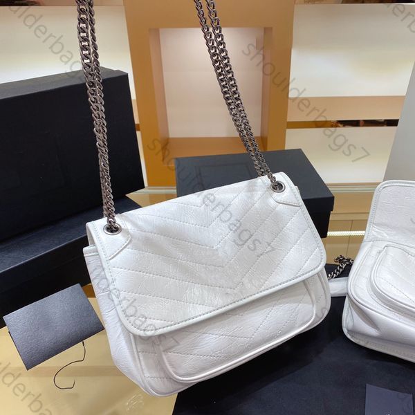 Bolsa de designer de couro genuíno Branco branco Bolsa de designer feminino Bolsas de luxurisos de luxuris