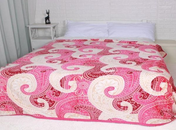 Rosa cor de pavão FLOR FLOR FLANNO Red Cama espalhada Casamento plano manta 3size14277467