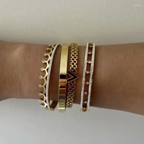 Bileklik Paslanmaz Çelik Bangles Kadınlar İçin Bilezikler Lüks 18K Altın Kaplama Moda Mücevherleri Noel Hediyeleri Bijoux