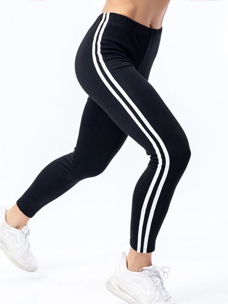 Leggings a strisce stampati sexy allenamento leggers donne spingono jeggings nere high elastico elastico palestra pantaloni fitness 231221