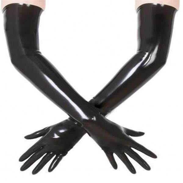 Fingerlose Handschuhe Unisex Latex Gummi schwarz geformtes schulterlange unisex long fetisch l221020284e