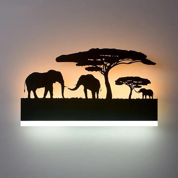 Lâmpadas novas luminárias de parede de parede LEDs acrílico luminária quarto quarto sala de estar cama de estar leve de alumínio elefante amante de elefante elk criatividade