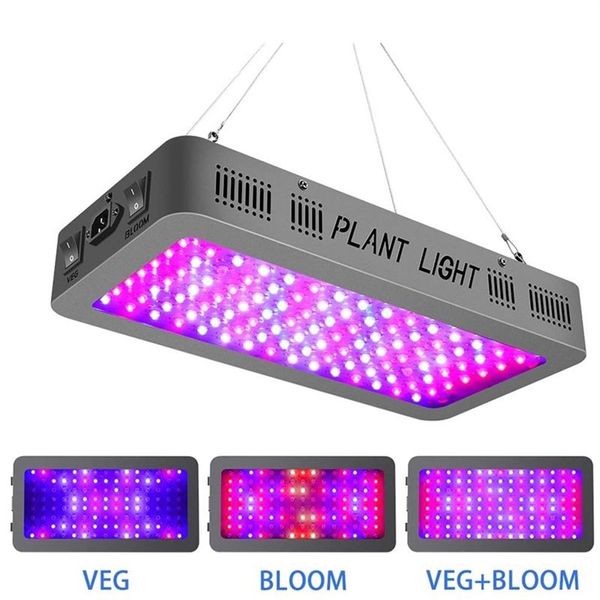 1200-W-Doppelschalter Vollspektrum LED Wachsen Lampe für Innenblüten Sämlingsnetz Zeltpflanze Wachsen Licht 85-265V260M