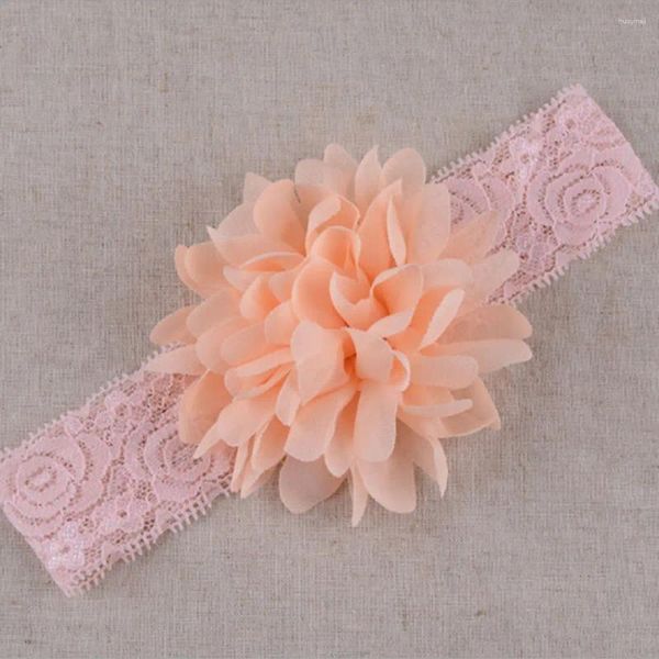 Accessori per capelli Baby Girl Lead Act Ruolo della banda Colore Stretch Stretch Lace Chiffon Flowers Head with Ties Adorabile Fullle