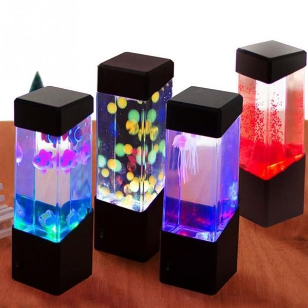 LED Jellyfish Tank Night Hell Color Wickel Tischlampe Aquarium Elektrische Stimmung Lava Lampe für Kinder Geschenk Home Room Decor208a