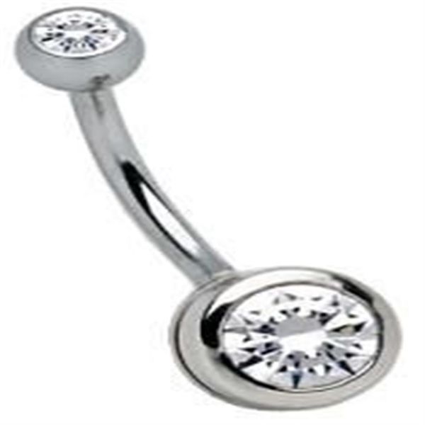 Double Clean Diamond Navel Piercing Navel Ring 100pcs Jóias de moda de moda 100% garantidas 14G231K