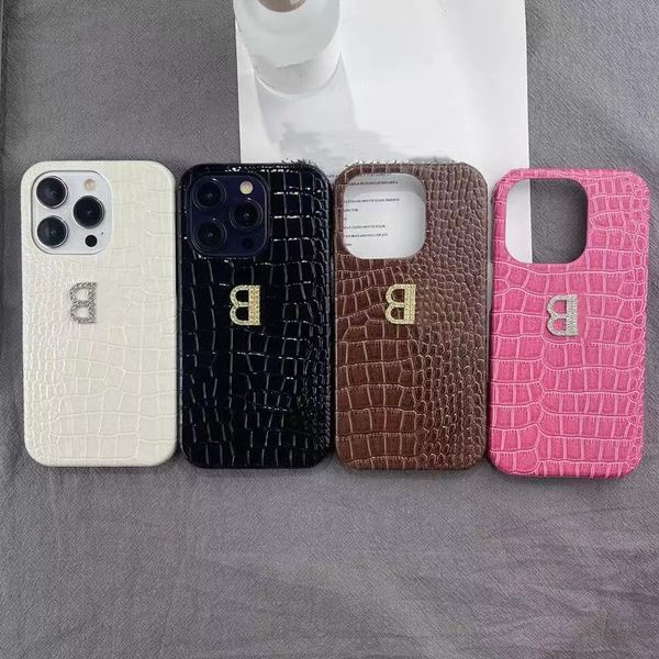 Designer Luxury Telefon Case Diamond Controllare la lettera ALligator Etichetta ALligator IPhone 15 14 13 12 11 Pro Max 14Plus 7 8 Plus XR XS XSMAX Custodia per telefono