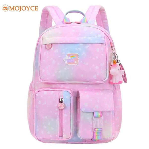 Bolsas crianças menina garoto arco -íris backpack resistente a água infantil infantil infantil de pacote de desenho animado leve