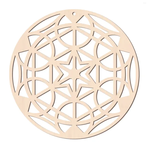 Mats Mats Símbolo Redonda Redonda Para Cristal de Pedra Decoração Diy Chakra Pattern Pattern Wood Flower of Life Natural