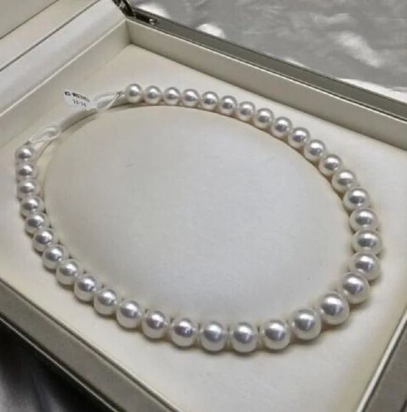 Natural AAAAA 910mm Australian South White Round Pearl Necklace 14K 231221