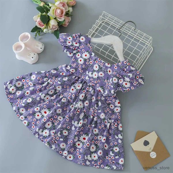 Vestidos de menina vestidos de verão de verão roupas de bebê roupas fofas de impressão vestido de princesa garotas vestido casual