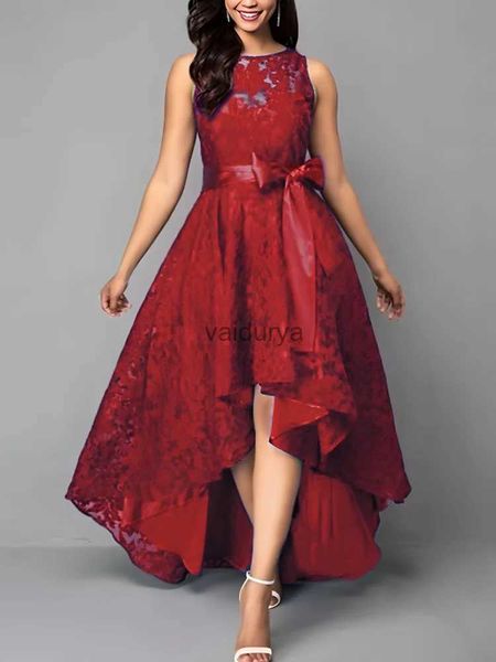 Основные повседневные платья плюс размер кружевные лоскутные платье для вечеринки Вечерние элегантные роскошные формальные платья с твердыми частями летние женские одежды YQ231222