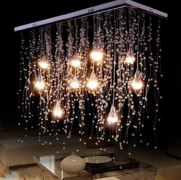 Lampadari lampadari cristallini luci soffitto a soffitto interno moderno g4 meteora led illuminazione da pioggia per lampada da soggiorno/sala da pranzo decorazione per la casa llfa