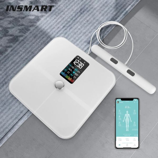 Insmart 8 Elektrot Vücut Ağırlığı Ölçeği Dengesi Ekran Dijital BMI Bluetooth Yağ Banyosu 231221