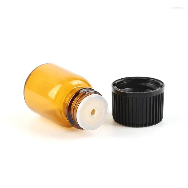 Depolama Şişeleri 100 PCS Esansiyel Yağ Amber Cam Şişe Delik Örnek Dram Şişesi İnce Küçük Parfüm Testi