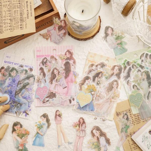 Подарочная упаковка 30sheet Vintage персонажей литературный серия Girl Series Sticker Pack Journbook Decorative Scrapbook Diy Collage Эстетика