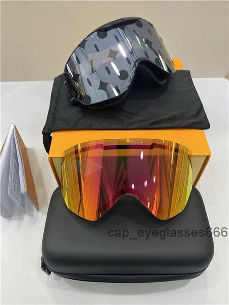Lüks Tasarımcı Kayak Goggles Erkekler ve Kadınlar İçin Güneş Gözlüğü Kadın Lady Ladies Güneş Cam Goggle Gözlük Büyük UV400 Koruyucu Orijinal Kılıf 73C3