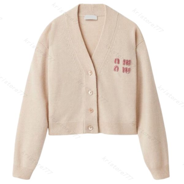 24 FW Mulheres suéteres malhas designers tops de cashmere cardigã designer de marca colheita camisa superior letra de elasicidade de alta letra diamante diamante