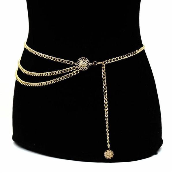 Cintos 2021 Winter Gold Silver Color Camada Chaução Corrente para mulheres Cintura Jóias de vestido de corpo sexy296e