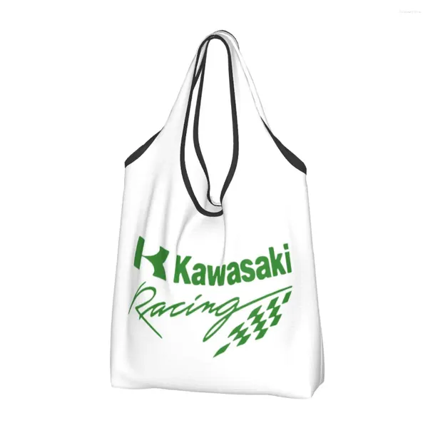 Sacos de compras Motocicleta Racing-S-Team-S-Kawasakis Reutilizável Mercearia Reutilizável Saco de Capacidade de Peso Dobrável de 50 lb