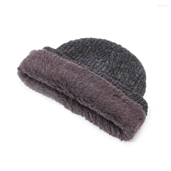 Berets Velvet Beanie Hut warme Kuppel Herren Winterstrick mit Fleece Futter windprofessioneller lässige Schluuchige Schädel für Kälte