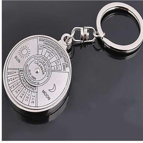 50 Jahre Perpetual Calendar Keyring Keychain Silberlegungsschlüsselkette Ring Keyfob 6rma296U