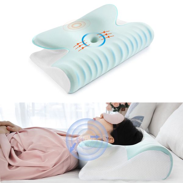 Pillow de espuma de memória cama adormecida Ortopédico rebote lento em forma de borboleta para dor no pesco