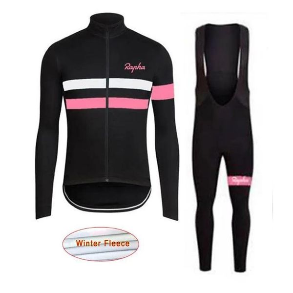 Sets Pro Team Rapha Radtrikot Set Winter Thermal Fleece Langarmshirts Trägerhosen Kits Fahrrad MTB Kleidung Fahrrad Maillot Ropa Ci