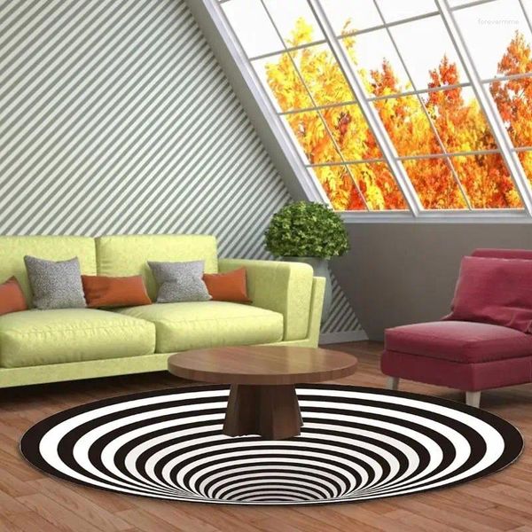 Teppiche 3D Illusion Teppich kreativer Bodenmatte Nicht-Schlag-Wirbel-Wirbel geometrischer Teppich für Küchenhaus Innenräume