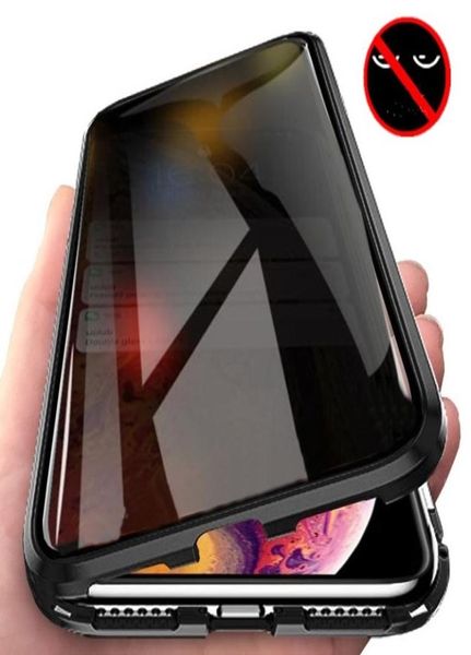 Antipeeping Privacy Front e Back Terly Glass Casos para iPhone XS Max XR 8 7 11 Pro 12 13 14 Capas de flip de adsorção magnética99975868