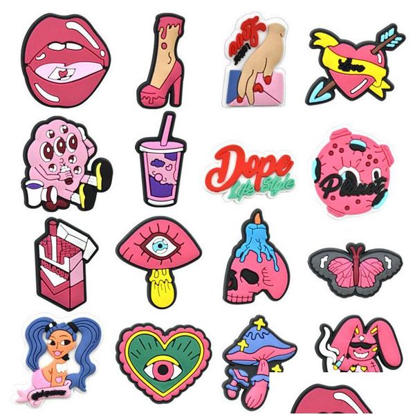 Acessórios para peças de sapatos Garota Halloween Horror Charms Wholesale Memórias de Infância Funny Gift Cartoon PVC Decoração Buckle Soft Rubbe Otatm