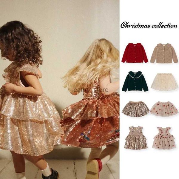 Abiti per ragazze Dress per bambini 23 Inverno Ks Christmas Girls Love Gauze Dress Giovatena Girl Dress Dress Dress Ragazza Bavaglio Knitin Stockl231222