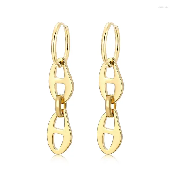 Dangle Ohrringe Golden Silverlucky Anhänger Einfacher Retro -Frauen -Persönlichkeit Titanium Stahlkette Ohrringschmuck Hochzeit Accessoires